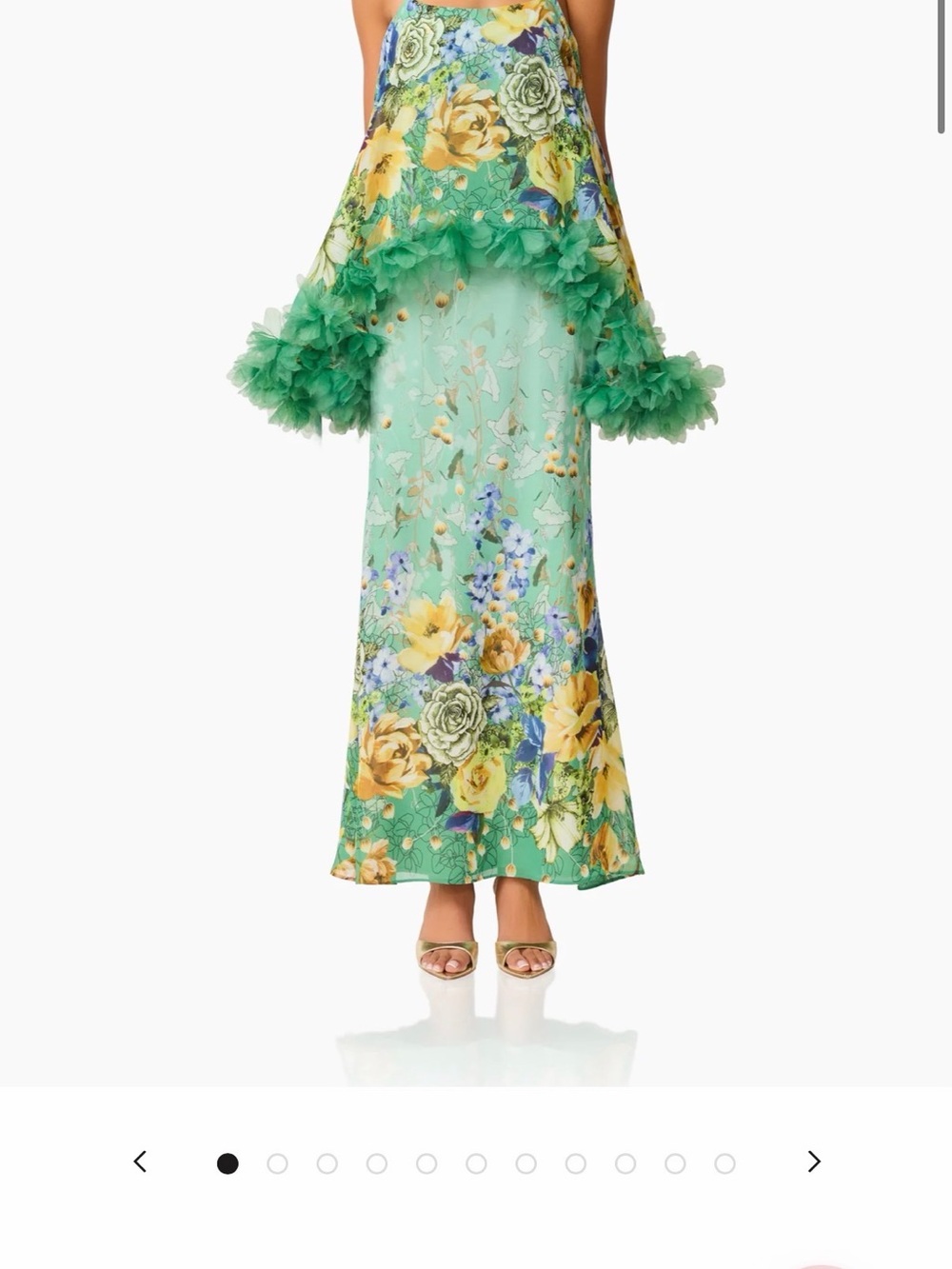 Elliatt Jamie Tiered Maxi Dress in Green Floral